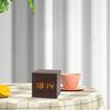 Wood Cube Voice Control Alarm Clock Bedside Table Square Clock Multipurpose for Children Bedroom Dormitory