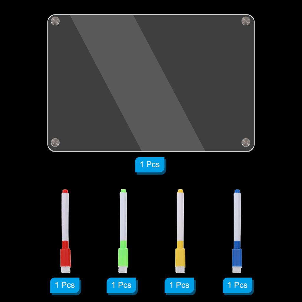 12"x8" Magnetic Acrylic Calendar, Clear Dry Erase Board Note Planner with 4 Markers Planning Board for Refrigerator