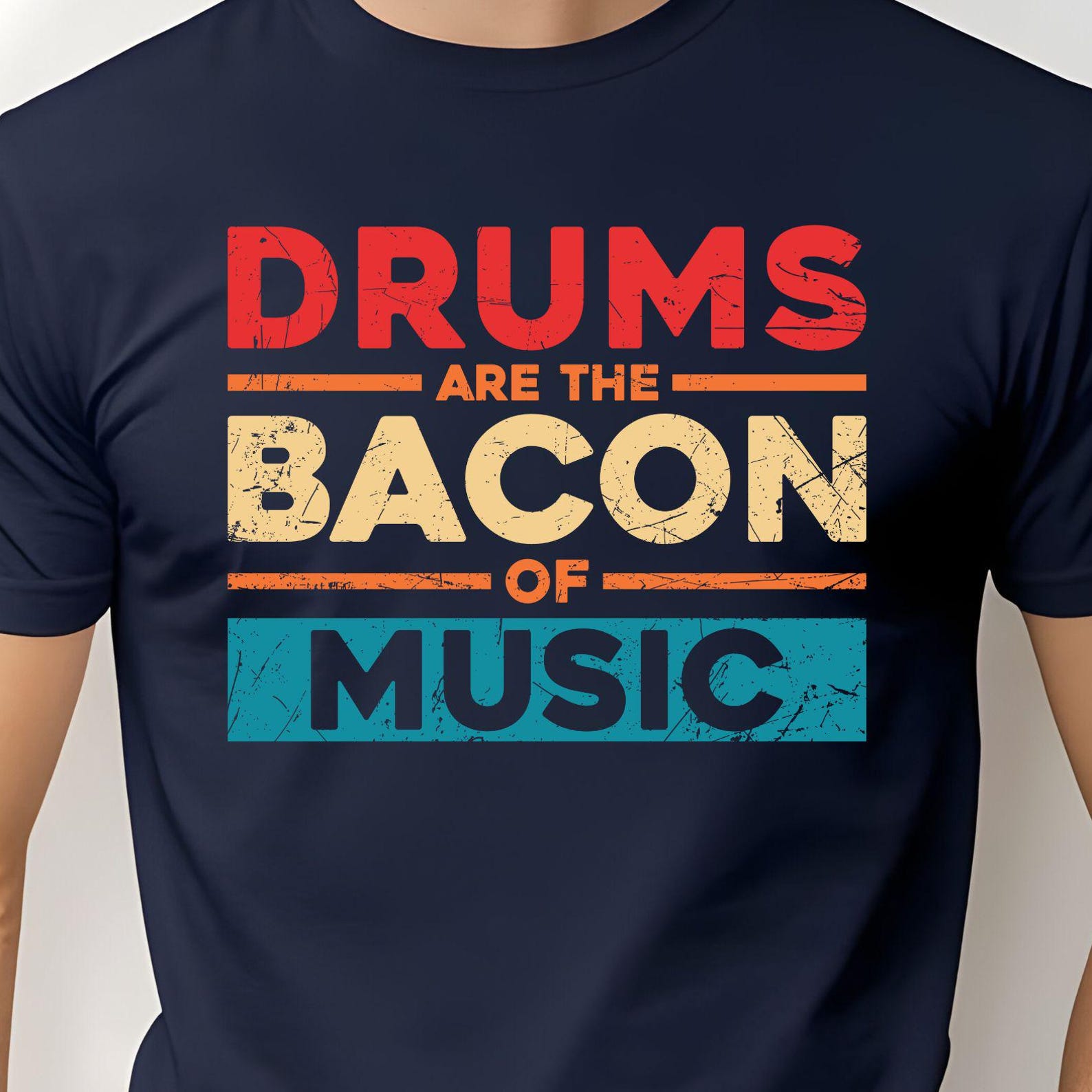 Music Lover Drums are the Bacon of Music Unisex Tee, Gift for Drummer, Funny Music Shirt, 7 colors 2XL