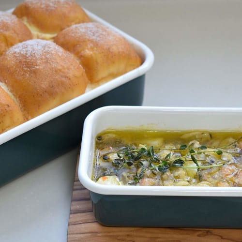 Fuji Horo Shallow Rectangular Container S, 042L, Smoke Blue, Freezer-Safe (-20C), Oven-Safe, Cotton Body, CTN-S SB