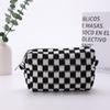 Checkerboard Colorblock Lightweight Crossbody Makeup Bag - Large Capacity Trendy Plaid Cosmetic Storage