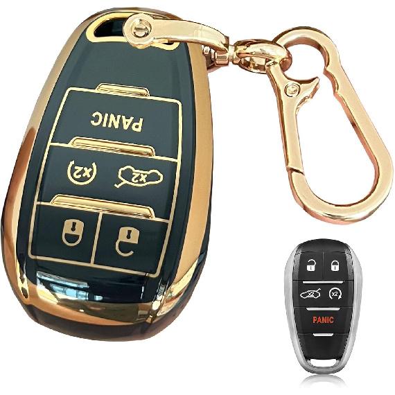 Key Fob Cover for Alfa Romeo Giulia Stelvio Tonale 5 Button Keyless Entry Remote for Car Key Protection Accessory (Pink-Gold)