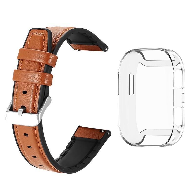 Leather+Silicone Band Watchband with TPU Soft Shell for Huami Amazfit Bip 6 Bip5 Bip 5 Unity