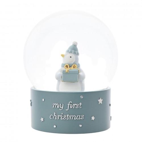 Baby 'My First Christmas' Penguin Water Globe Blue