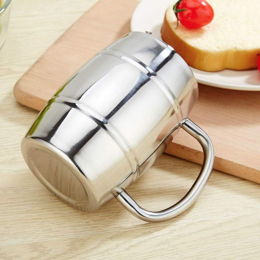 N-2 Barrel Design Double Wall Steel Beer Coffee Desk Mug,Premium Double Wall Insulated Travel Cup,Travel Tumbler Cup, 16 Ounce cup