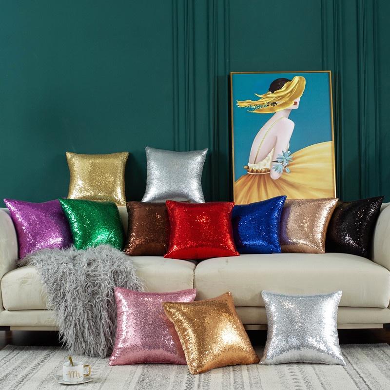 1Pcs Glitter Solid Color Gradient Pillow Cover Living Room Bedroom Sofa Cushion Cover Spring Festival Home Decor Pillow Case