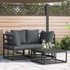Garden Sofa Set 3 Pcs Black Metal