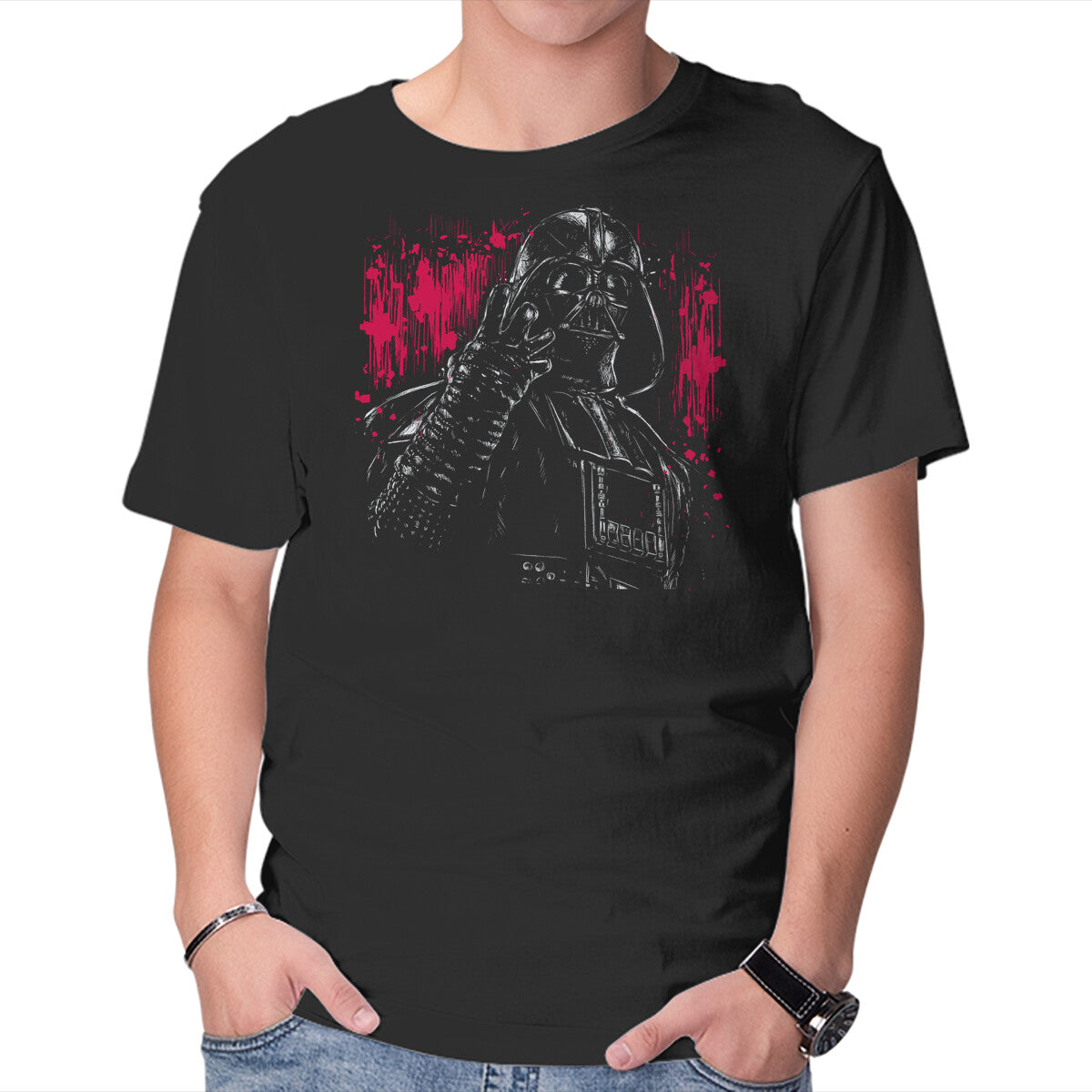 Unisex Crew Neck T-Shirt Vader Graphic Short Sleeve Casual Tee XS