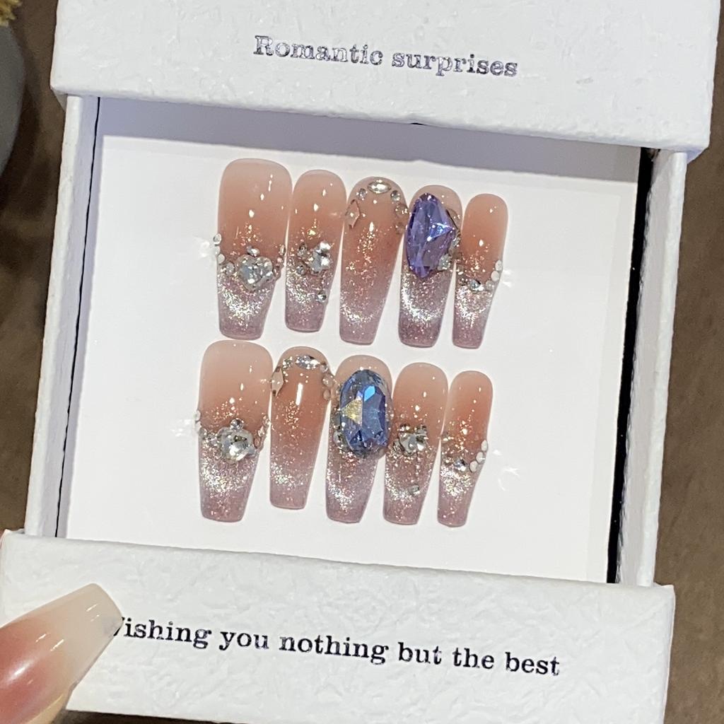 Love Heart Broken Diamond Flash Swan Blue Diamond Cat Eye Blush Bubble Ice Removable Nail Patch