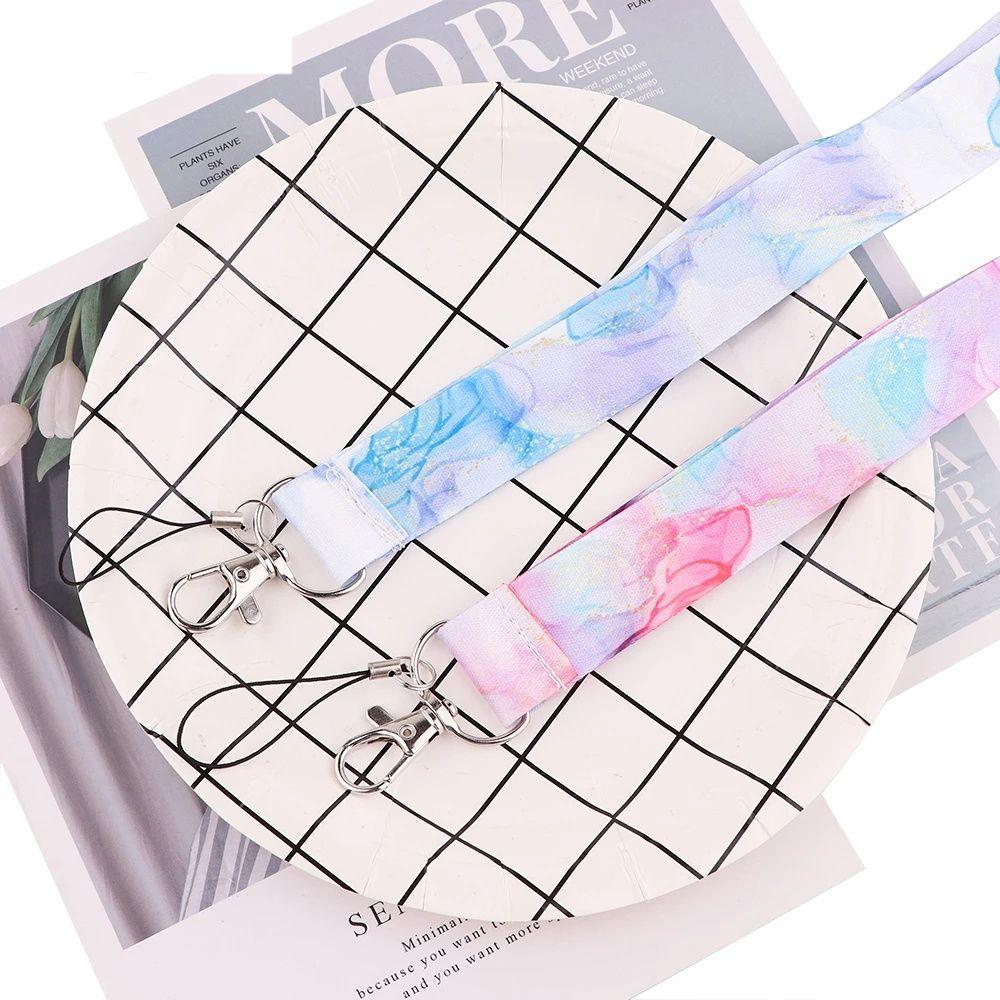 Holder Name Tag Holder Hang Rope Marble Printing Lanyard Phone Hang Rope Neck Straps Phone Lanyard
