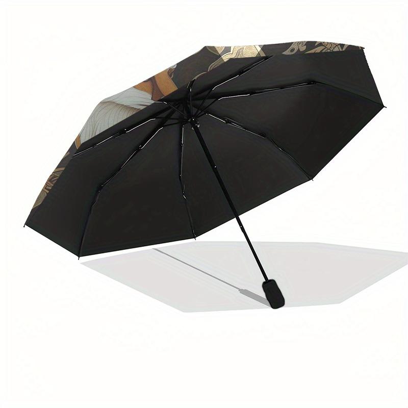 Art Nouveau Fox Wall Decor: Elegant Circular Design for Your HomeUmbrella, Portable 3-Fold Compact Umbrella,Christmas Gift ES552