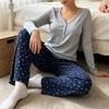 Spring and Autumn Women's New Style Sleepwear Fashion Knitted Loose-Sleeved Top and Casual Pants Set