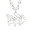 Long Chain Horse Pendant Pearls Necklace Designed for Easy Layering Alongside Other Chains in Fashion Styles
