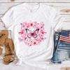 New Breast Cancer Awareness Flowers Butterfly Print T Shirt Women Men Short Sleeve Tops Tees Summer Fashion Loose Casual T-Shirt