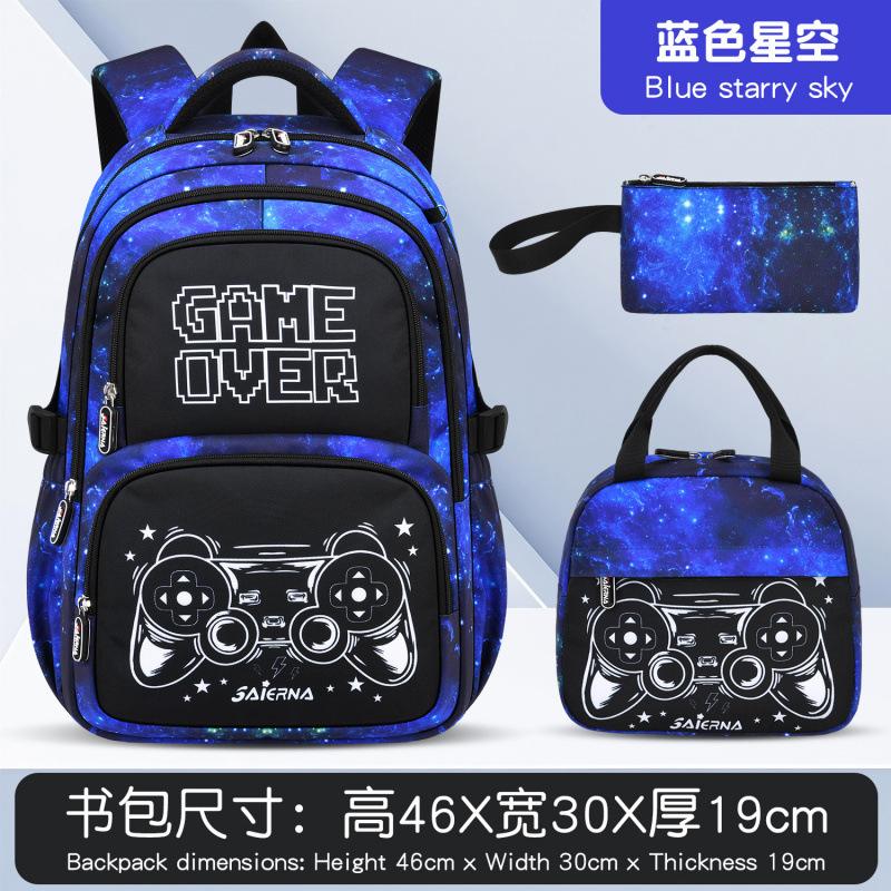 School Bag For Elementary School Students Solid Color Graffiti Large Capacity Children Backpack 3Pcs Set Backpack