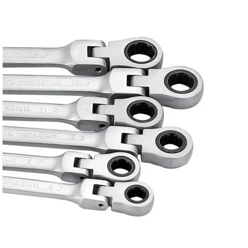 Flexible Head Ratchet Wrench Set, Metric, Chrome Vanadium Steel Combination Wrench Wrench Set Hardware Hand Tools Amagi