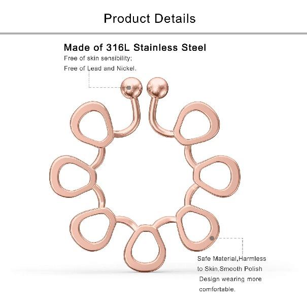 Lcolyoli 6 Pair Dummy Comforter Piercing Jewelry Adjustable Clip Nipple Ring Stainless Steel Non-Piercing Nipple for Women