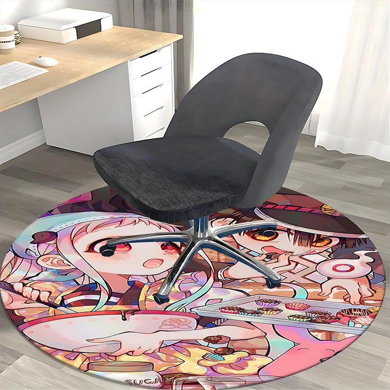 1pc Anime Cartoon Design Round Carpet Office Chair Mat