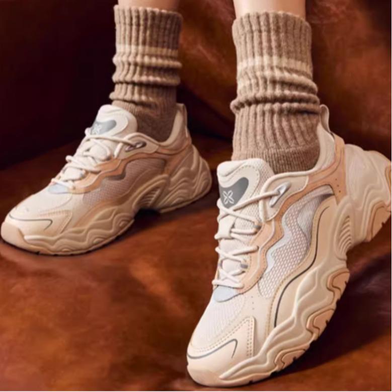 New Anta Meteorite Anti-Slip Wear-Resistant Low-Top Casual Shoes Women's Beige Gray 122448856-6