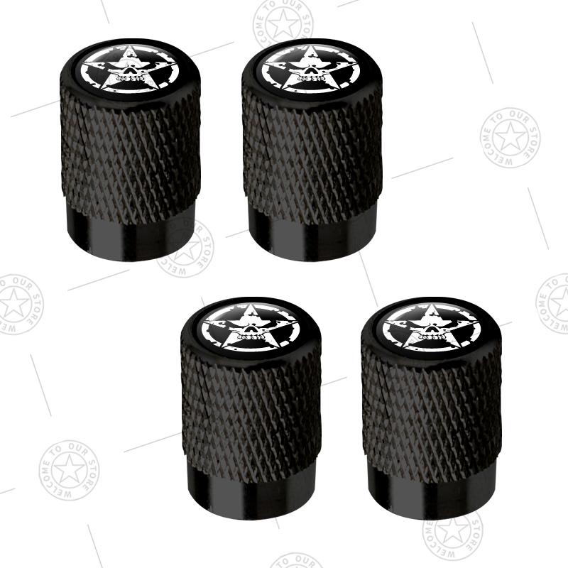 4pcs Five-Pointed Star Logo Car Wheel Tire Valve Caps Air Stem Aluminum Accessories For Jeep Wrangler Sahara Cherokee Ford F150 AMR1