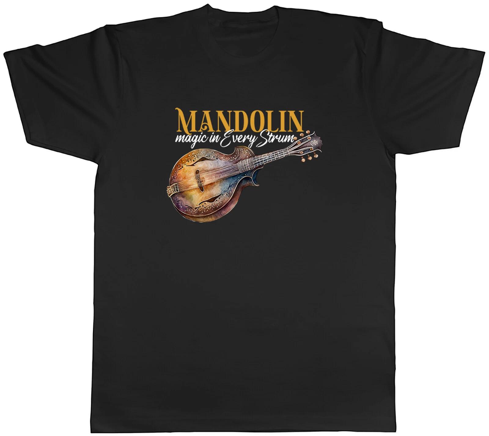 Mandolin Magic in Every Strum Mens T-Shirt Strumming Stringed Chords Tee Gift M