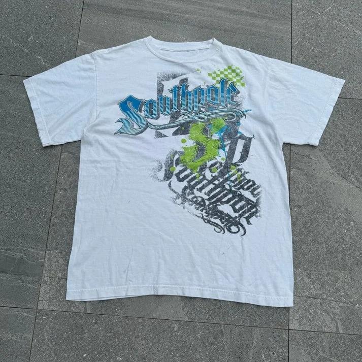 Camiseta Hip Hop Streetwear Mujer Vintage Gráfica Estilo Americano Moda Holgada Tops Lisos Ocio Pareja Manga Corta Ropa