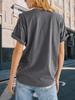 Women's Floral Rose Print Color Block Crew Neck Loose Graphic T Shirt
