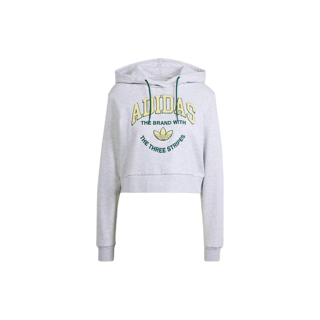 Adidas Originals Vrct Embroidered Logo Loose Long Sleeve Hoodie Women Hoodie Grey IT9846
