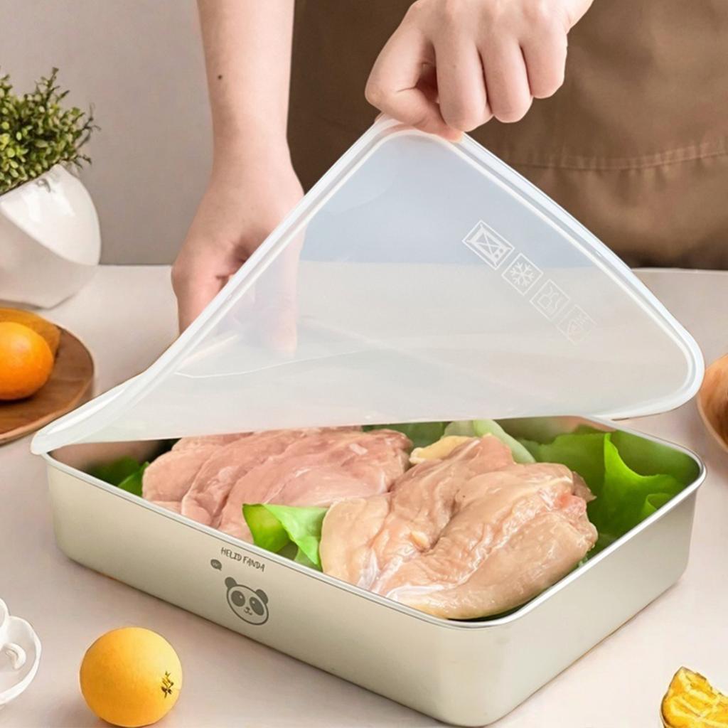 304 Stainless Steel Food Containers Refrigerator Sealed Fresh-Keeping Box Large Capacity Food Storage Box For Kitchen
