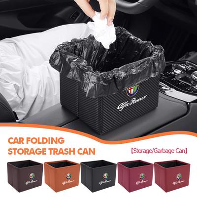 Car Trash Can Garbage Box Foldable Waste Basket Drink Storage For GT Stelvio F1 Brera Volante Tonale Gloria Disco