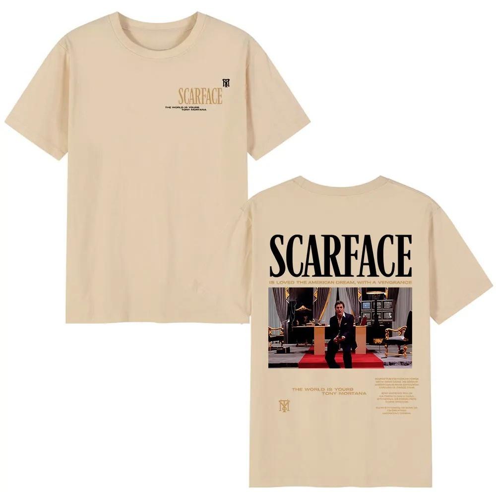 

Unisex Women Clothing Cotton Oversized T Shirt Gangsters Movie Scarface The World Is Yours T-shirt Tony Montana Al Pacino T-shirts 4XL