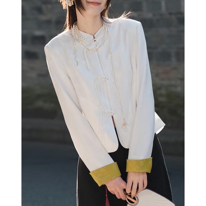 

Demana Women s Stylish Jacquard Stand Collar Short Coat S