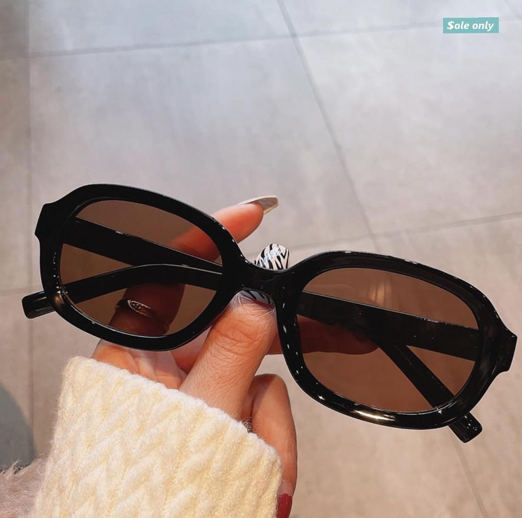 [$ole only] Sole Only Sunglasses, Oval Shape, Brown Lens, Black Lens, Gray, Retro, UV400, Stylish, Trendy Eyewear, Easy to See Through, Suitable for
