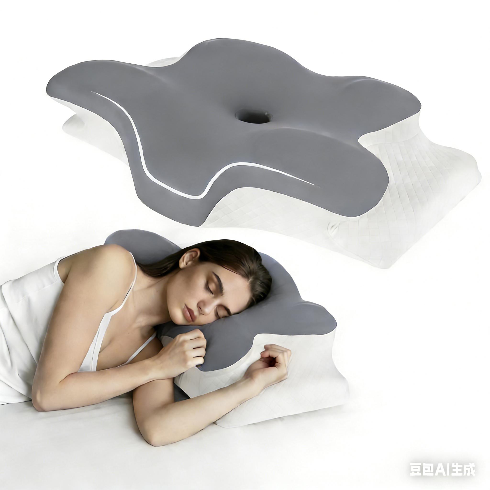 Memory Foam Pillow Butterfly Shaped Cervical Neck Pillow High Density Memory Foam Breathable Cover Ergonomic Contour Design