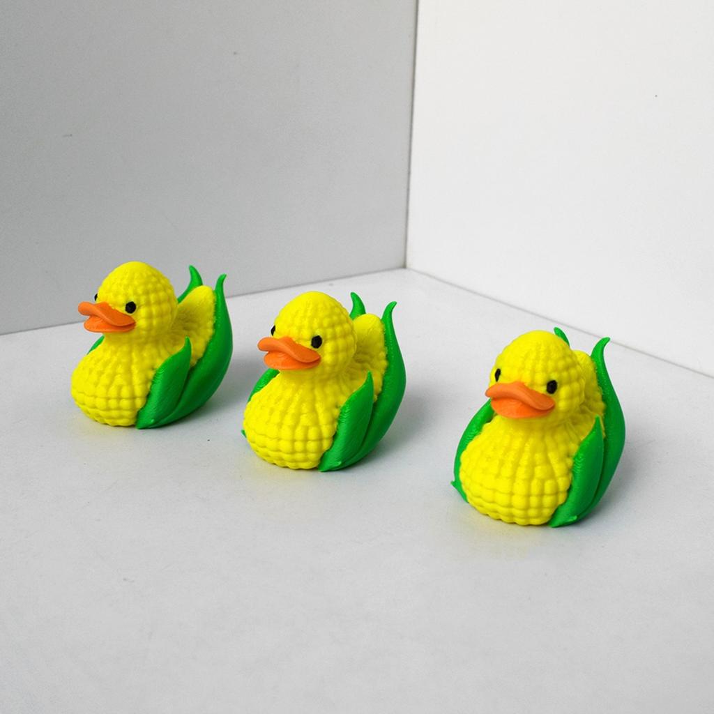 Halloween Desktop Small Ornaments Decoration 3D Printing Yellow Corn Duck Toys Cute Vegetable Duck Model Toys Funny Kids Gifts