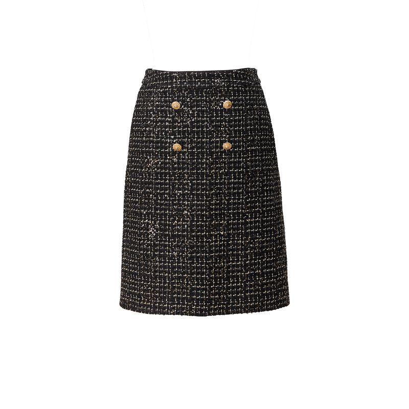 

Blacknini Yin Huafu/Byzantine Spanish Gratacos Luxury Brand Tweed Waist Trimming Coat/Skirt Skirt (Label: Gratacos)(In stock) M