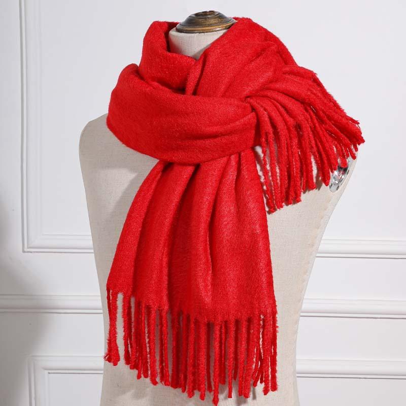 Imitation cashmere scarf women's autumn and winter mink hair men's scarf light luxury high-end sense solid color scarf Korean atmosphere sense