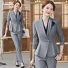 Women's Professional Long-Sleeve Suit - Stewardess Style for Hotel, Salon, Front Desk