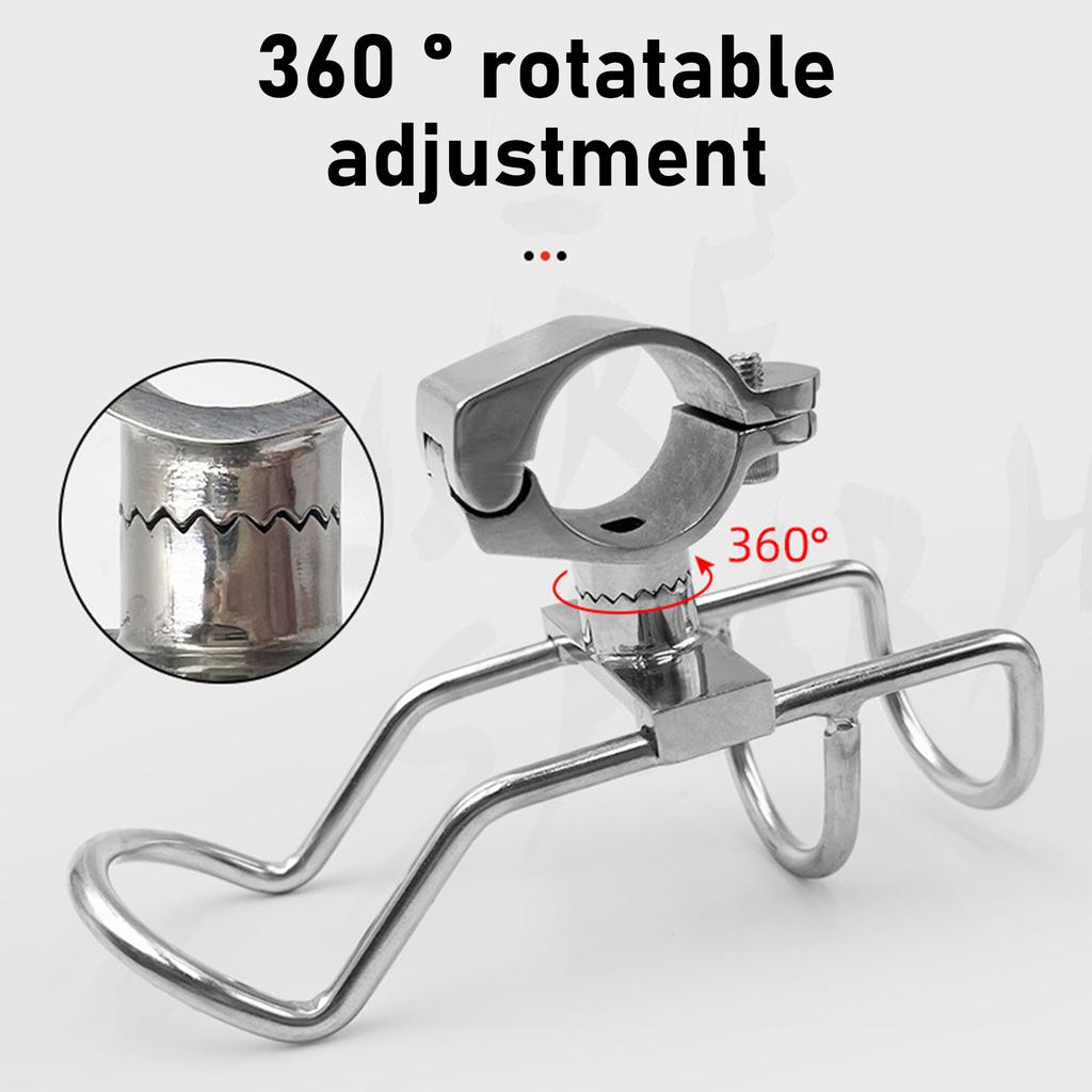 Rail Mounted Clamp On Rod Holder Stainless Steel Fishing Pole Bracket for Fishing Boat Kayak Marine Easy To Install