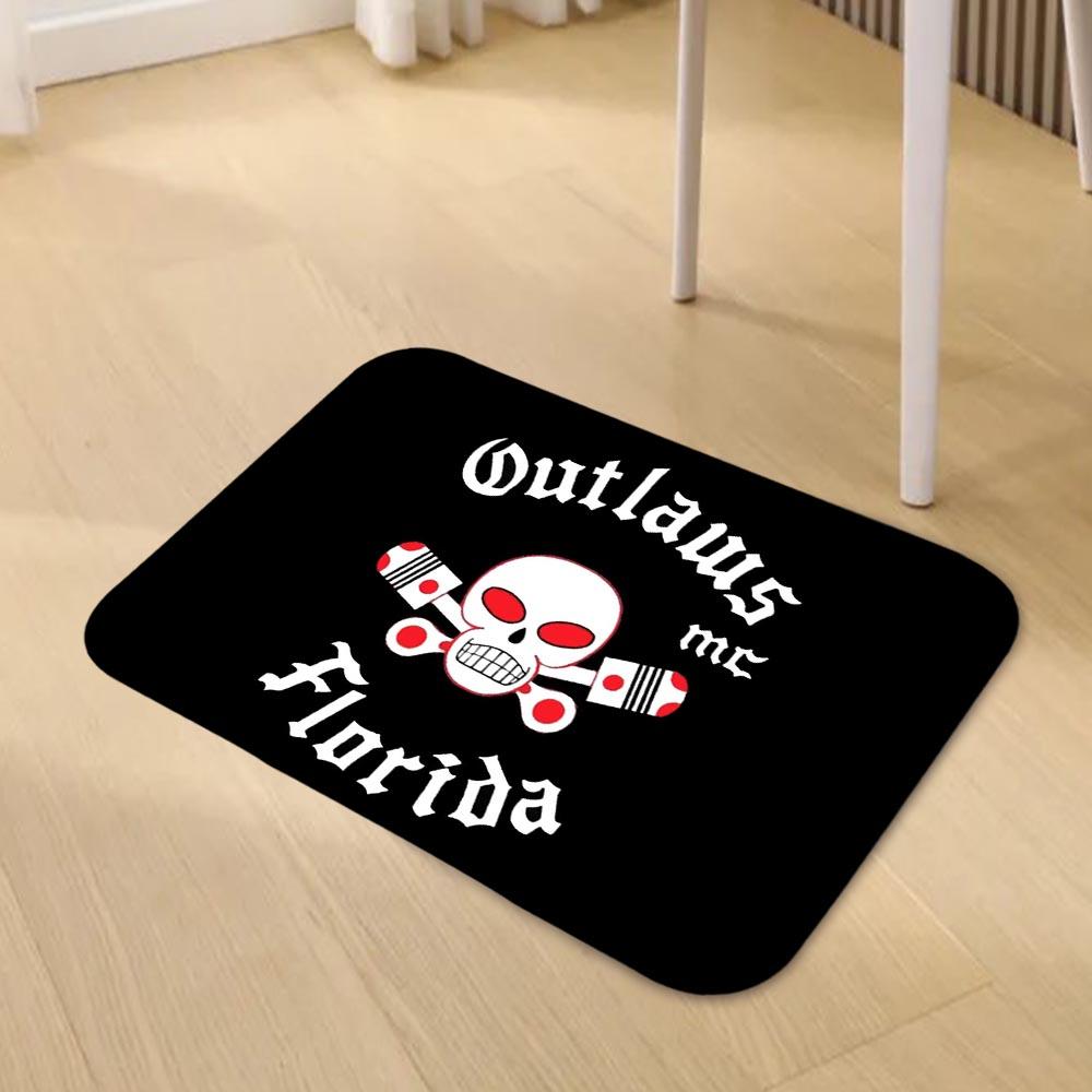 Skull and Crossbones Door Mat God Forgives Outlaws Don't Anti Slip Rug for Home Decor