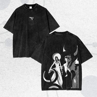 Manga BLEACH Nnoitra Gilga Printed Tee Men Short Sleeve Clothing Washed Cotton T-shirt Vintage Casual T Shirt Harajuku Tshirt