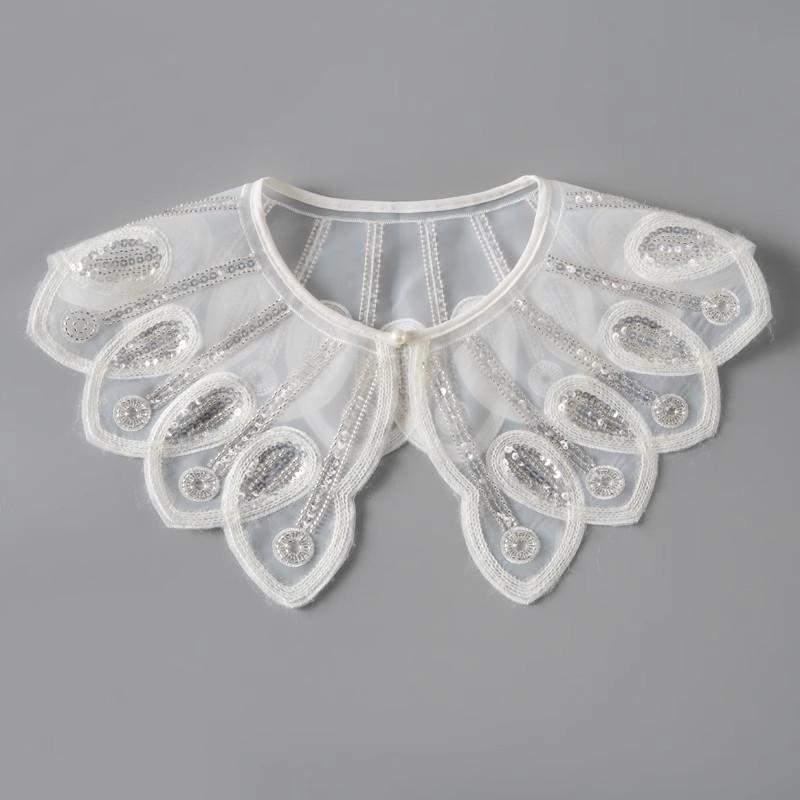 Perfect Match Pink Women Scarf Shawl Detachable Collar Tie Necklace Embroidery Lapel Fake False Collar Woman Lace Tie Neckwear Nep Kraagie