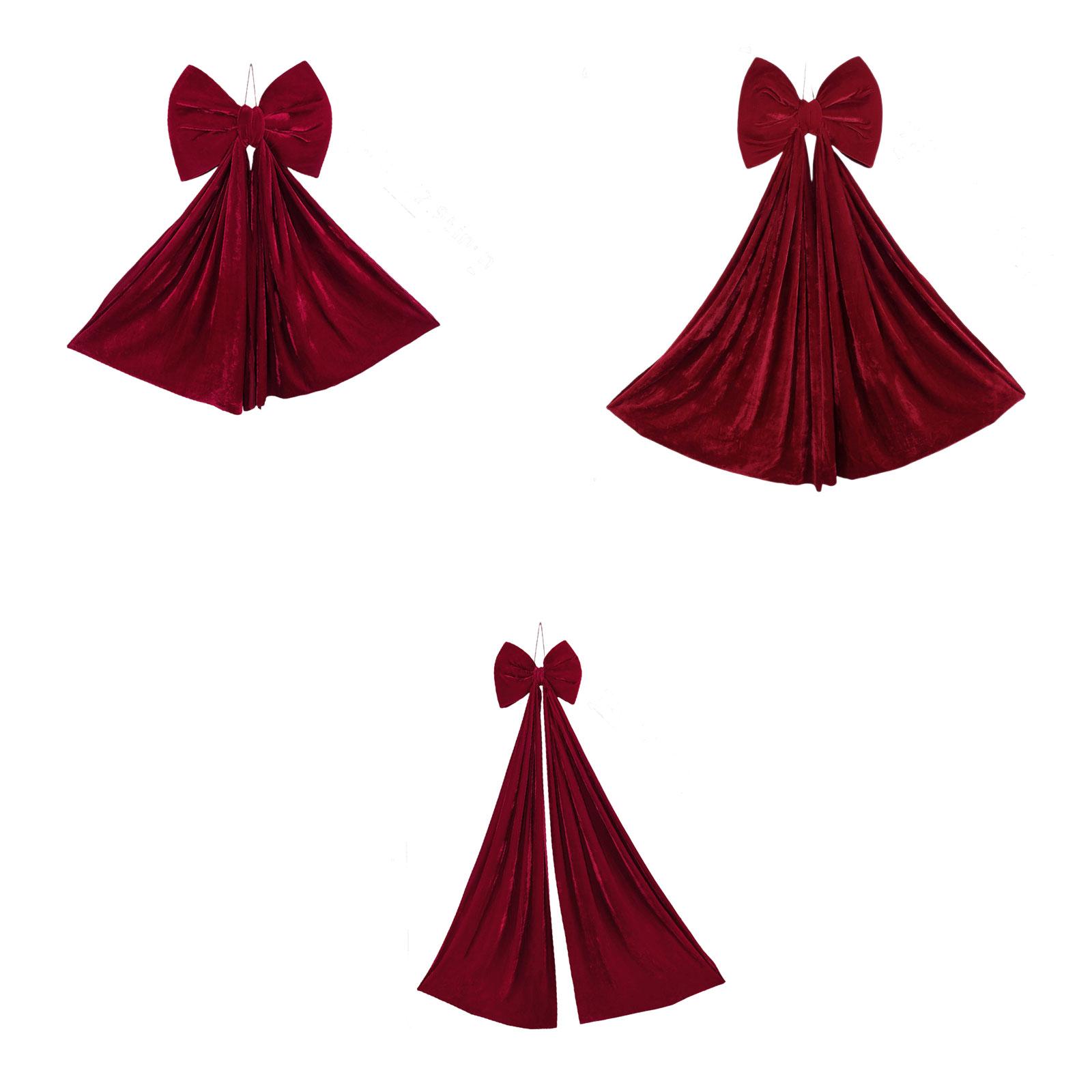 Christmas Decorations Red Bow Decor Supplies Craft Ornament Big Bow Velvet Bow for Christmas Front Door Window Home Festival S