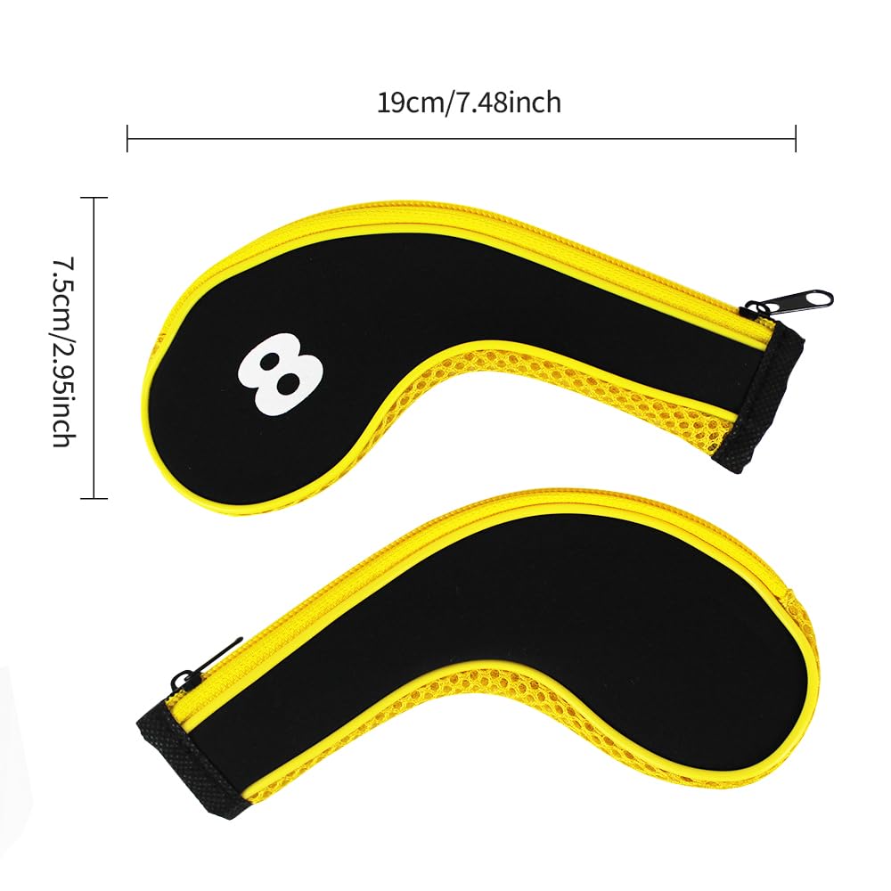 Scott Edward 12-Piece Digital Print Golf Club Iron Covers with Chloroprene Rubber Fasteners, Golf Wedge Covers, Long Neck Protective Net Golf Headcove