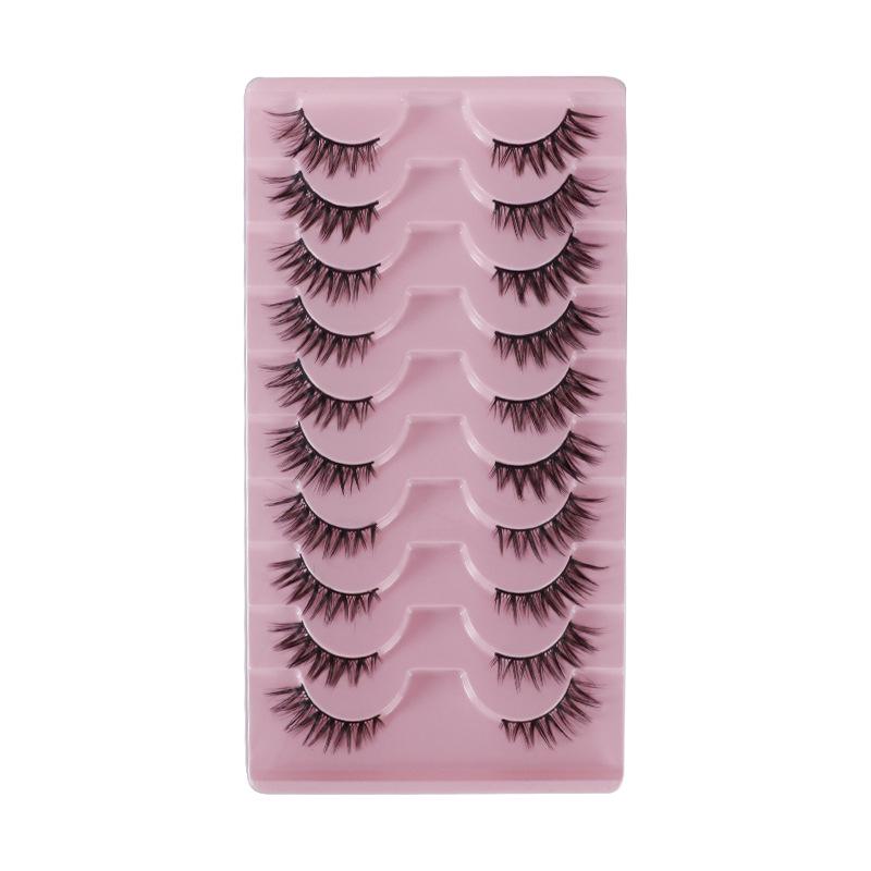 10 Paren Fox-Eye Halve Strip Wimpers: 3D Krullende Stijl voor Europese & Amerikaanse Looks
