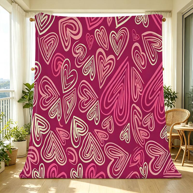 Lightweight Heart Series Flannel Blanket Soft, Cozy & Versatile Throw, Vibrant Colors for Home Office Napping, Car Decor & Valentine's Gift