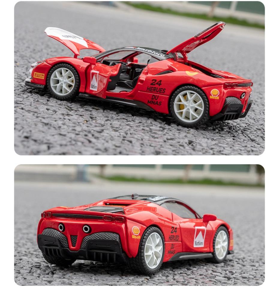 1/32 skala SF90 Supercar Metall Druckguss Legierung Spielzeug Auto Modell Lkw Für Kinder Spielzeug Fahrzeuge Hobbies Sammlung