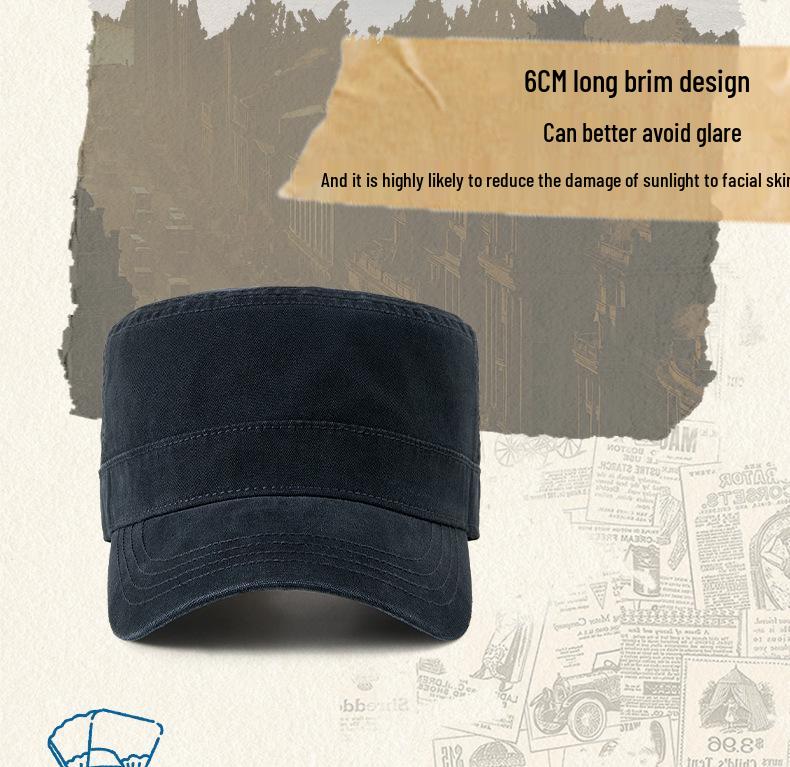 Large Head Military-Style Duckbill Cap - Sun Protection for Middle-Aged & Elderly Men