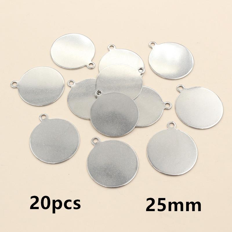 20-200pcs 6-25mm Stainless Steel Round Coin Charms Pendant DIY Jewelry Making Accessories Fingings for Necklace Bracelet