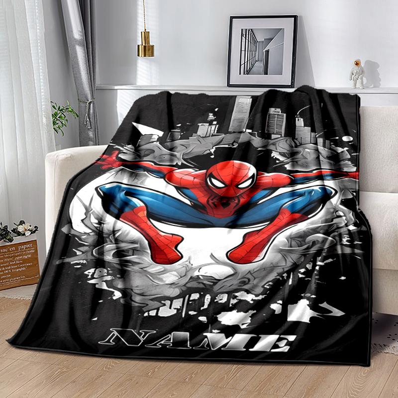Customiz Name Personality Spider-Man Blanket Soft &Warm Sofa Office Bed Travel Lunch Break Blanket, Gift Suitable All Seasons
